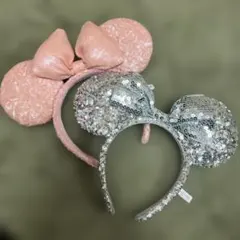 ミニー型　スパンコールカチューシャ 2色セット