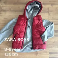 ZARA BOYS フード付き中綿ダウンベスト 9-10歳　130cm 赤