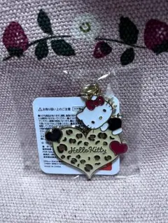 ハローキティ メタル ヒョウ柄 ハート キーホルダー