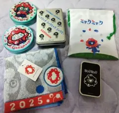 ミャクミャク　サンリオ　キラキラ　缶　ハンカチ　巾着　クランチ缶　セット