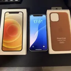 iPhone 12 mini 本体 純正レザーケース付き