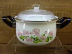 未使用品 ホーロー両手鍋 20cm 月星印 福島琺瑯 キャセロール 昭和レトロ