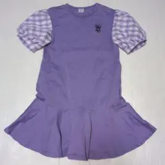 130★アナスイミニ★チェック柄パフ袖！ロゴ刺繍！ワンピース★