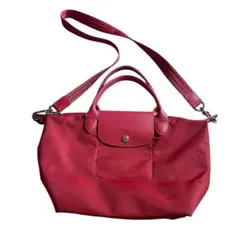 LONGCHAMP 赤　2way バッグ　ナイロン　レザー　廃盤のサムネイル
