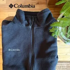 Columbia コロンビアフリースベスト 黒 L 刺繍ロゴ アウトドア