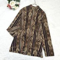 美品✨ロマンロザリーナ（9）ペイズリー柄 総柄 ハイネック長袖ブラウスMレトロ