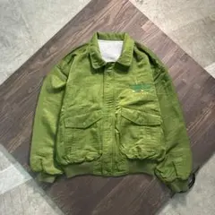 7AS8 リバーシブル　90's ナイロンジャケット　刺繍　抹茶色　M 古着
