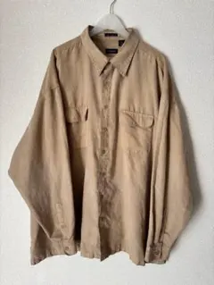 【美品】Van Heusen ベージュ 長袖 シャツ スウェード 古着