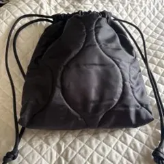 ひょうたんキルティング巾着袋Sサイズ　黒　ハンドメイド