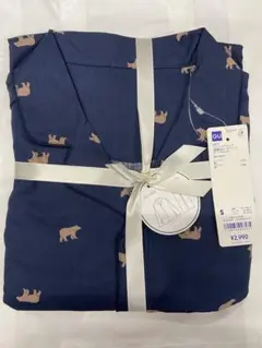 GU コットンパジャマ　長袖&ロングパンツ アニマル柄　MEN S NAVY