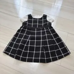 黒　ワンピース　半袖　フォーマル　リボン　入学式　ジャンスカ