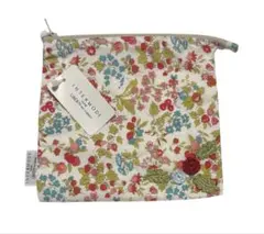リバティプリント フラットポーチ【花柄・ハンドメイド風】コットン　インターモード