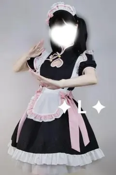 チャイナ風メイド服 黒/ピンク Lサイズ