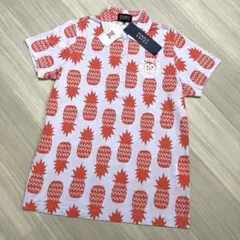 新品未使用★PEARLY GATES★半袖ポロ1Mオレンジ×薄紫パイナップル柄