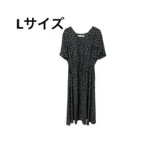 GU 花柄 半袖 ワンピース 黒