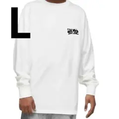 秋冬で大活躍!!　ロングTシャツ!(白)　ホワイト　極厚　L　ロゴ