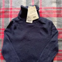 UNIQLO エクストラファインメリノウール タートルネック S ネイビー