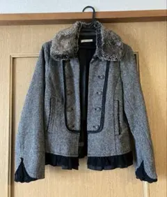 axes femme ナポレオンジャケット アウター ファー付き グレー 冬 春
