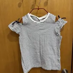 ストライプ オフショルダー Tシャツ