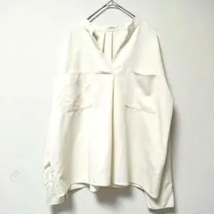 OPAQUE.CLIP　スキッパーレーヨンシャツ　L　アイボリーのサムネイル