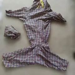 犬服 フード付き チェック柄
