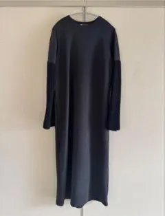 ZARA（ザラ）ロングワンピース 袖リブ切り替え 黒 Sサイズ