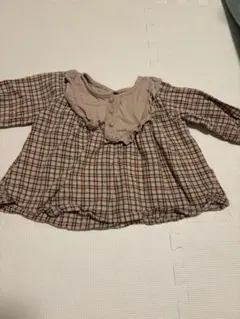 チェック柄フリル長袖シャツ 80 バースデイ　テータテート