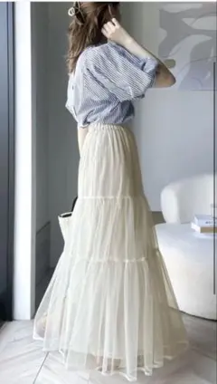 ティアード チュールスカート アイボリー