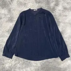 【美品】GLACIER グラシア ピンタック ブラウス ネイビー Lサイズ