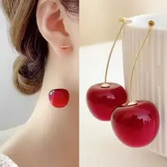 ◆インポートピアス◆限定1点特価◆ダークチェリーピアス/さくらんぼピアス