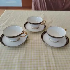 金ロゴ・高島屋】大倉陶園 ゴールドライン カップ＆ソーサー 5客セット 