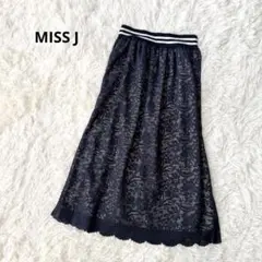 新品未使用 ミスジェイ 花柄レーススカート Aライン スカラップ M ネイビー