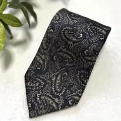 LINEA VALONI ネクタイ ペイズリー柄 総柄 シルク グレー ビジネス