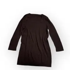 RX MOGA モガ ニット セーター 毛ウール100% ブラウン リブ編み