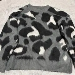 未使用　毛長　アニマル柄　ニットセーター　Lサイズ　大きいサイズ　モヘア