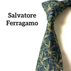 Salvatore Ferragamo フェラガモ ネクタイ　グリーン系　動物のサムネイル