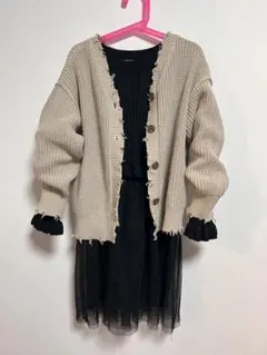Discoat mini リブニットワンピースとカーディガンセット