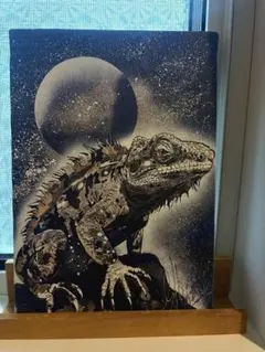 スプレーアート⭐︎エデン⭐︎イグアナ 宇宙 月⭐︎原画