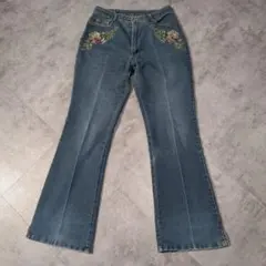 【Archive】SHY GER ツータック 花柄刺繍 デニムパンツ Lサイズ