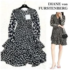 【新品タグ付 10万】DVF ラップ風 カシュクールティアードドレス 3段フリル