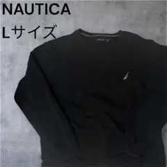 ノーティカ スウェット L 肉厚 裏起毛 黒 刺繍 ルーズワイド リバース