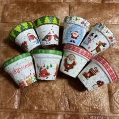 クリスマスデザイン2号鉢8個セット　リメ鉢　リメ缶