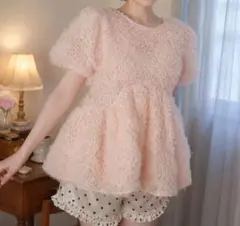 sovisoon rosette tulle peplum blouse ピンク - メルカリ