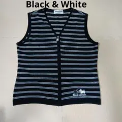 Black & White sports wear ボーダー ジップベスト薄手のサムネイル