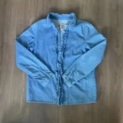 ボンポワン　デニムフリルシャツ　12y