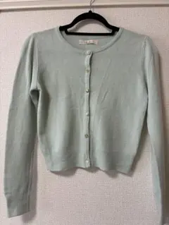 ミントグリーン ボタン付きニットカーディガン