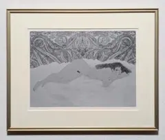 「真作」加山又造「黒いガウンの裸婦」12/95　リトグラフ 　サイン有り 加山又造 『黒いガウンの裸婦 81-A』 リトグラフ - 北海道画廊