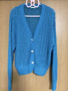 GU 春夏 ニットカーディガン ブルーグリーン