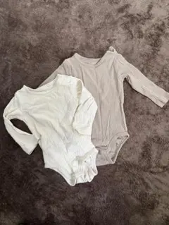 長袖リブ編みボディスーツ2点セット