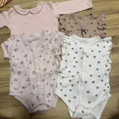 女の子　前開きロンパース　肌着　フリル　いちご　ドット　ロンパース 80 まとめ